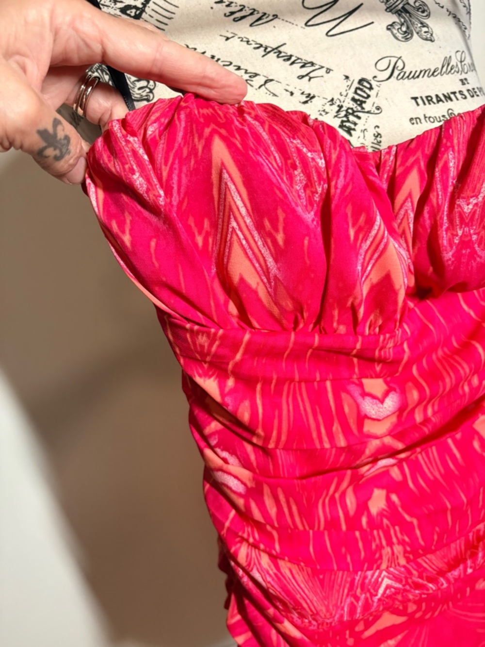 bebe Hot Pink Satin-Look Party Dress